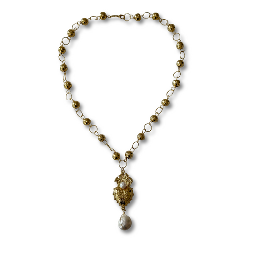Collar mega sagrado corazón perla