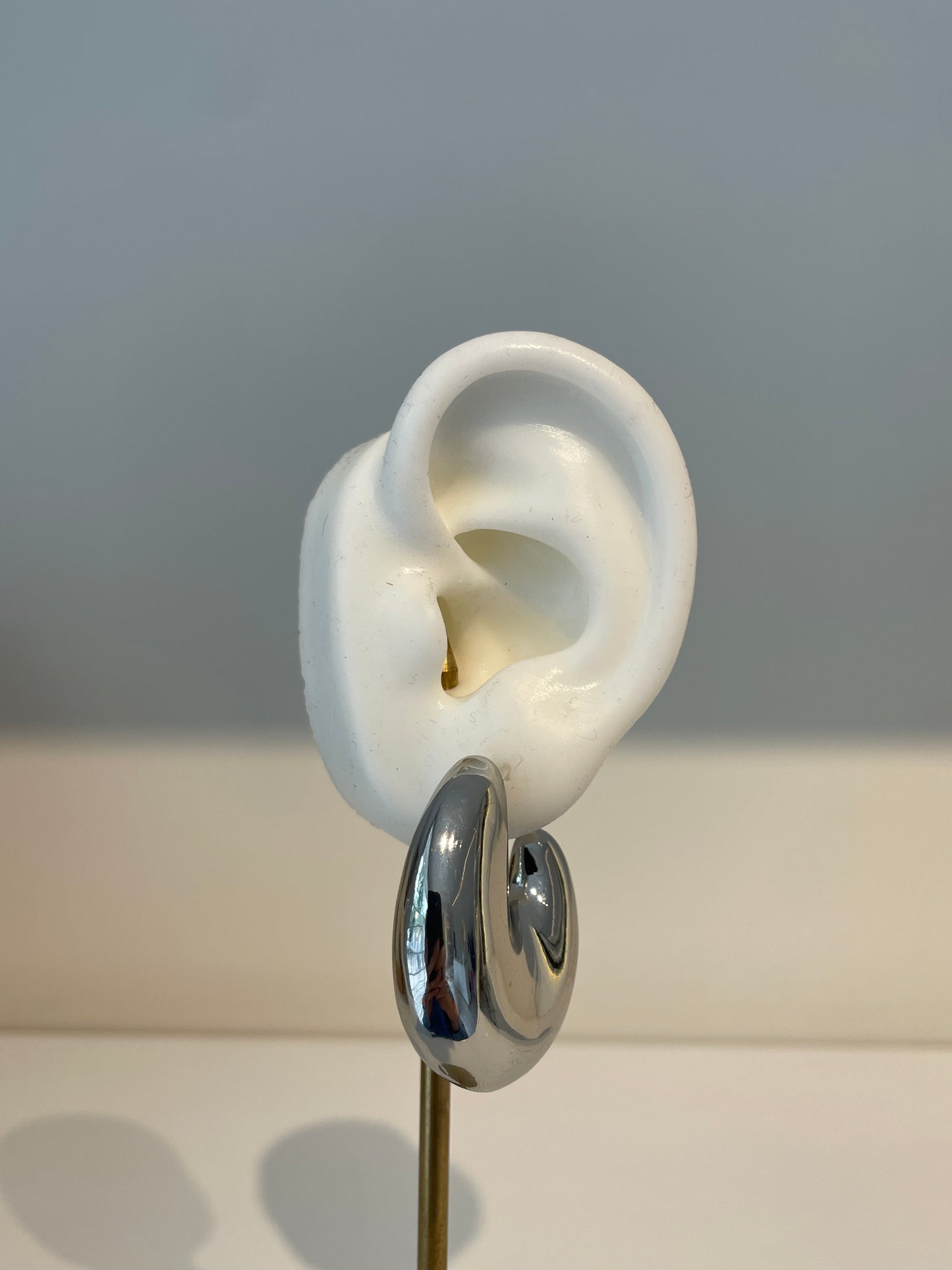 Aretes Media Luna Chunky Plateados