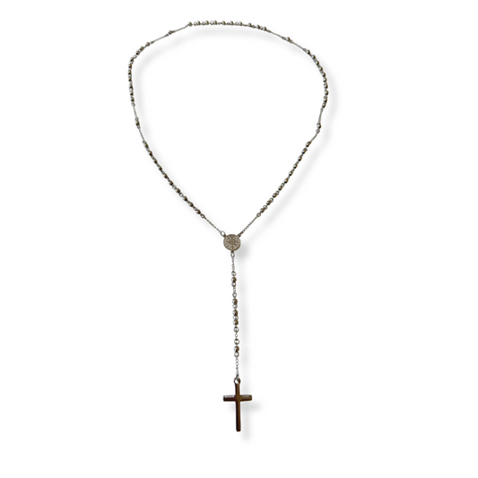 Collar fe rosario plateado