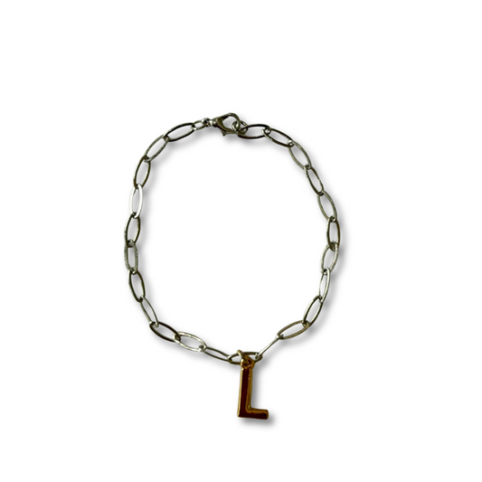 Pulsera inicial bicolor eslabón