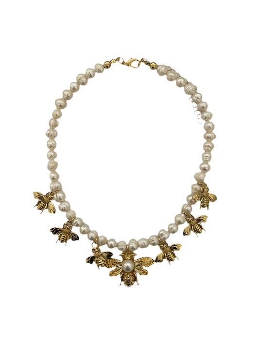 Collar Perla Abeja Reina