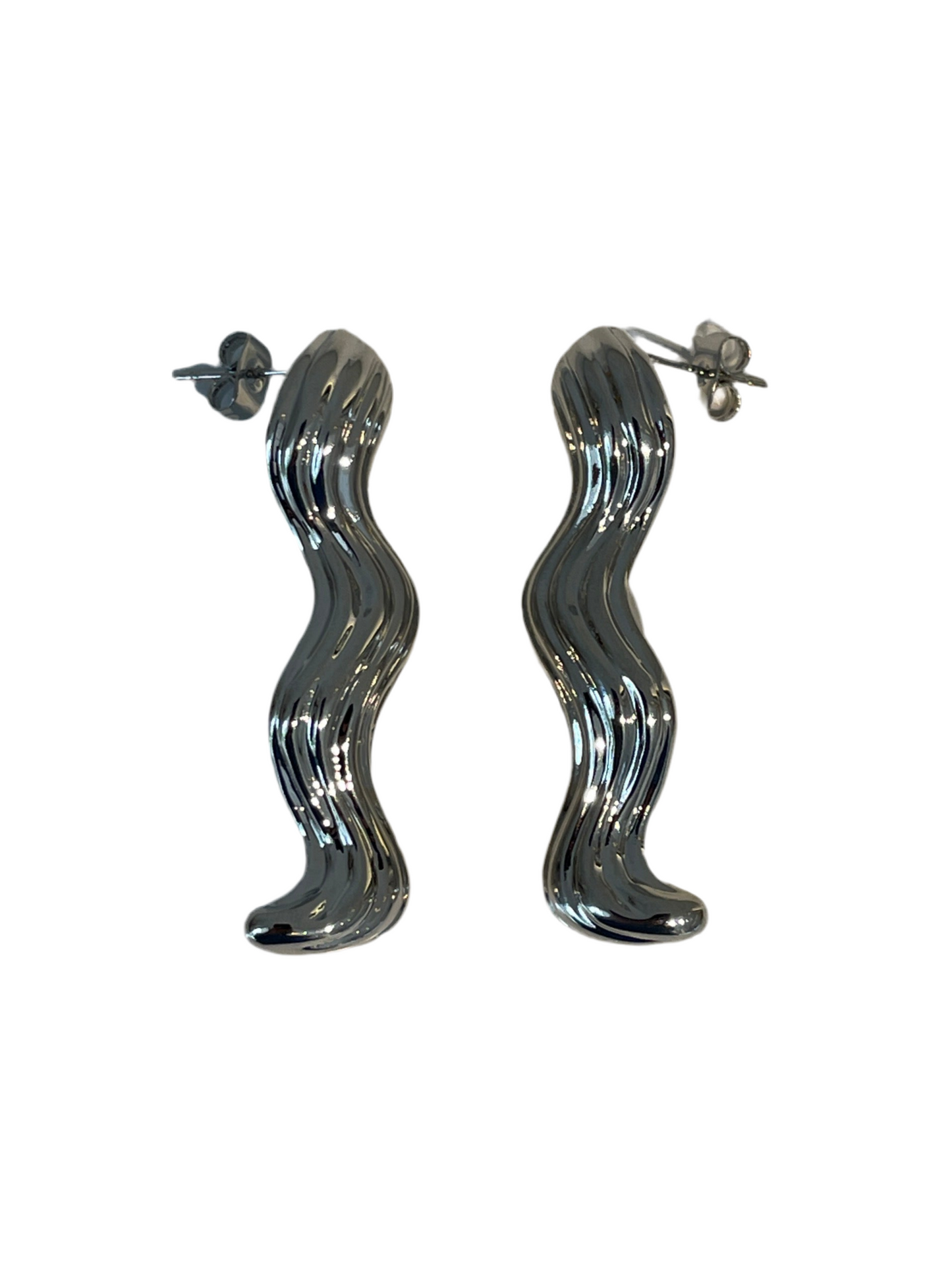 Aretes Large Curve Plateados
