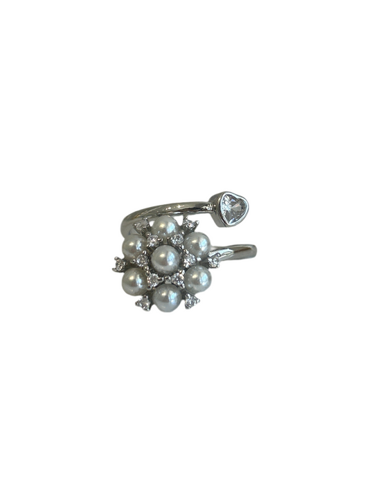 Anillo Heart N Pearl Plateado