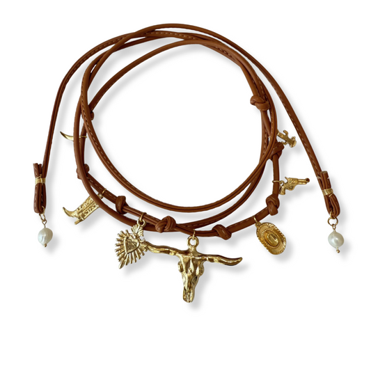 Collar Cuero café Nudos Camel Toro