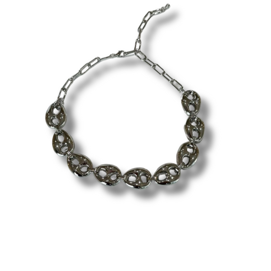 Collar botones plateado