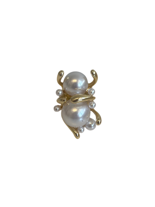 Anillo Abstract Perla Dorado