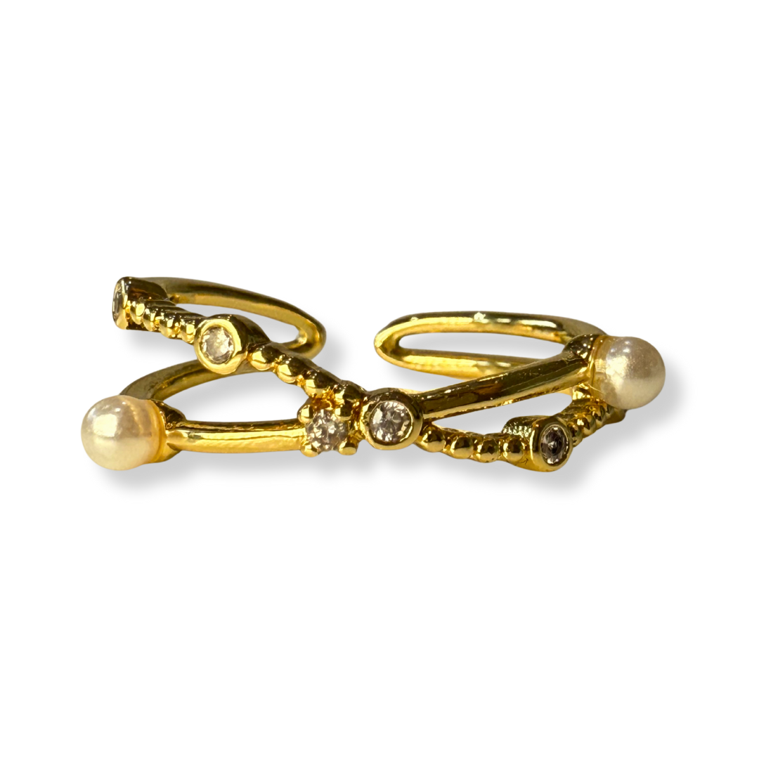 Anillo petite dorado Perlas y brillos