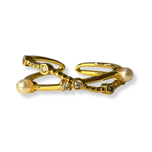 Anillo petite dorado Perlas y brillos