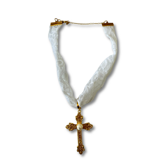 Collar Roma cruz encaje