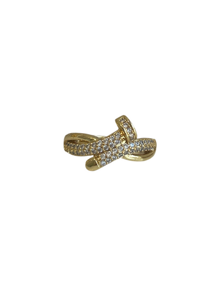 Anillo Clavo Transversal Dorado
