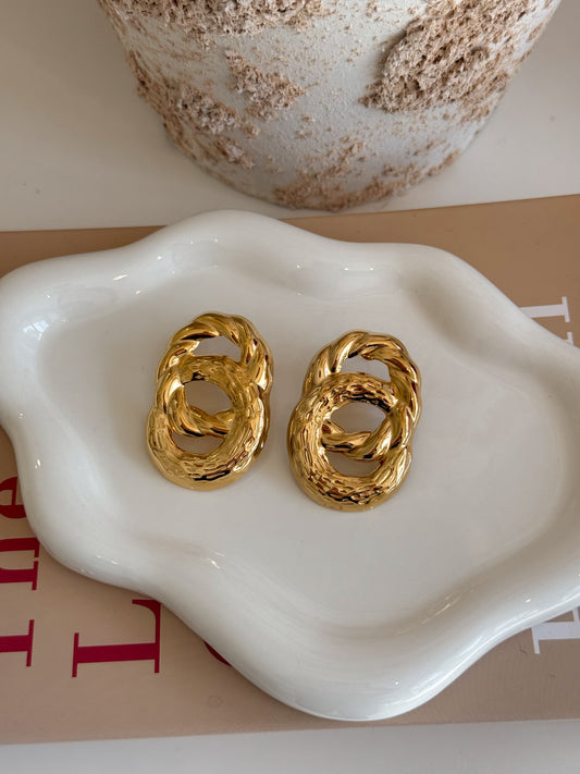 Arete Doble Aro Entrelazado