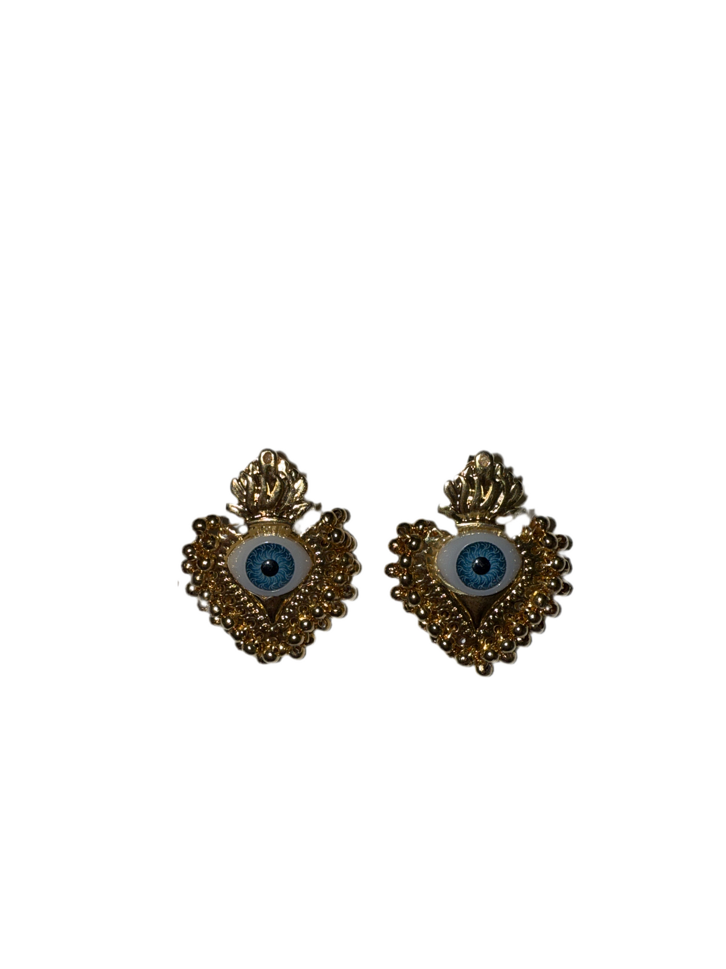 Aretes Corazón Ojo Azul