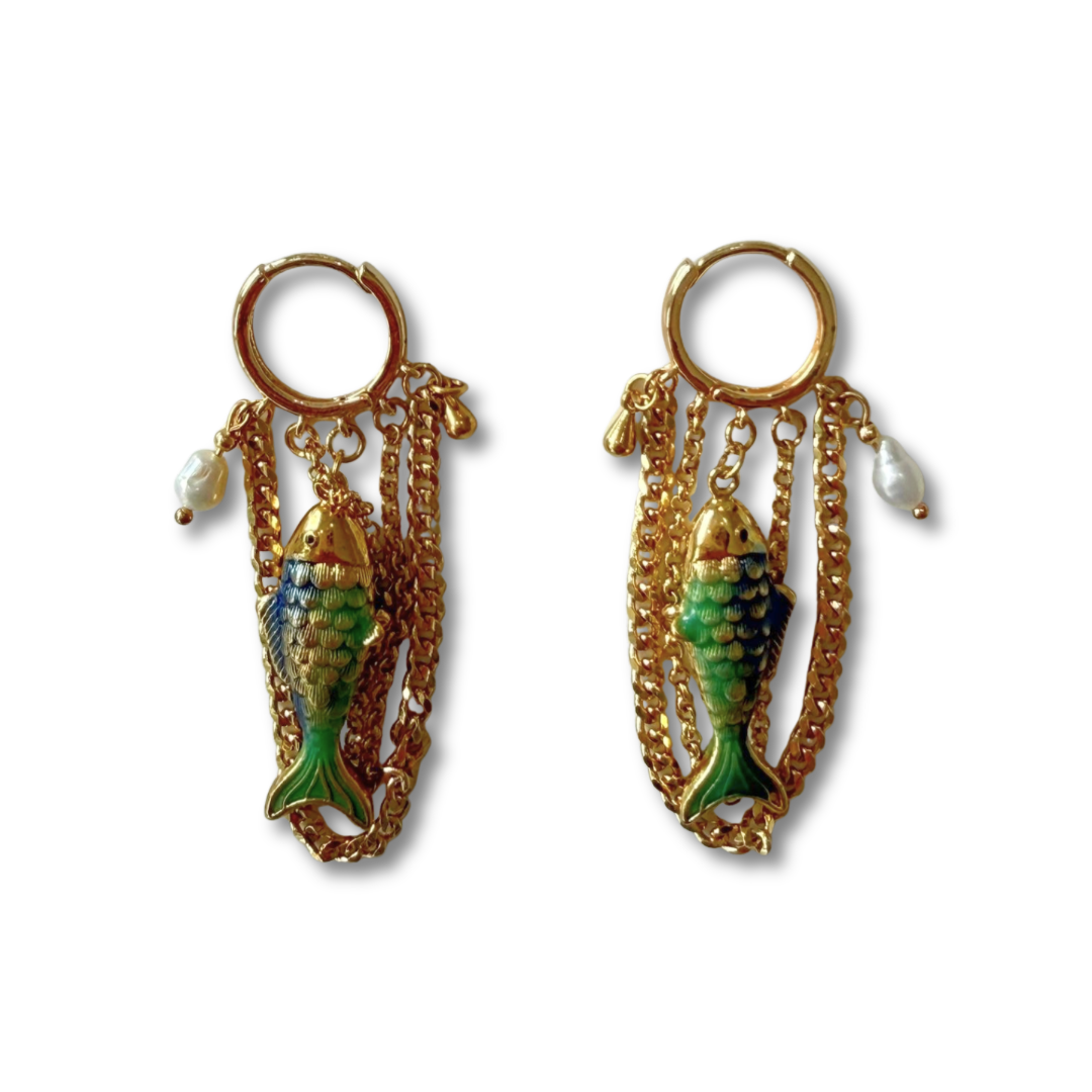 Aretes pez cadenas