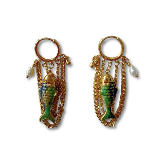 Aretes pez cadenas