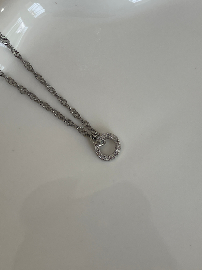 Collar Brillo Círculo Plateado