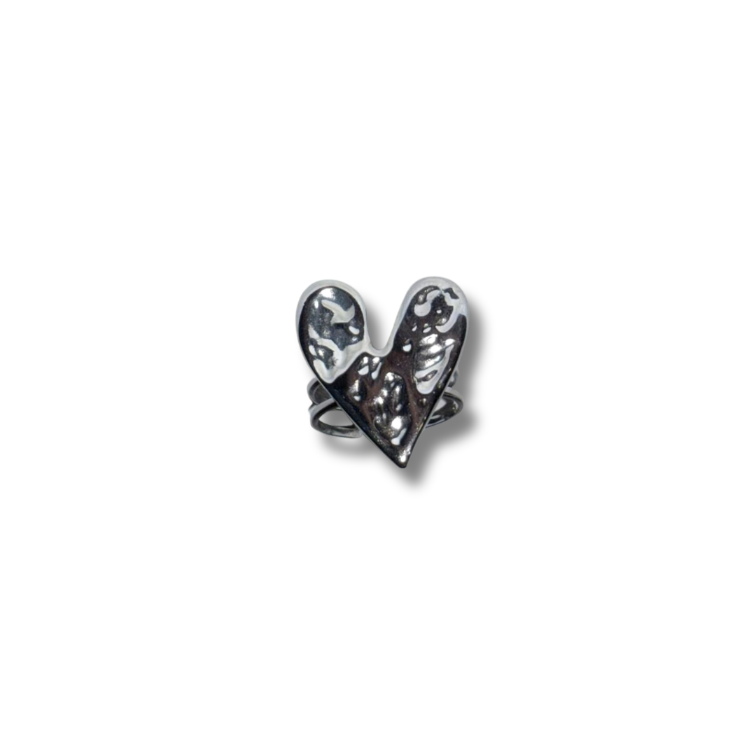 Anillo corazón abstracto dorado