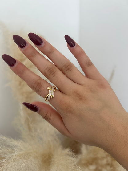 Anillo Clavo Transversal Dorado