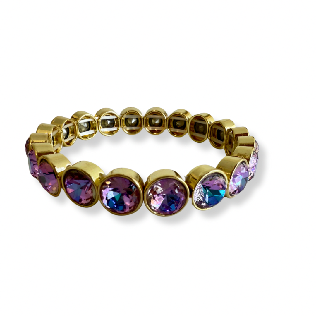 Pulsera círculos cristales  morados