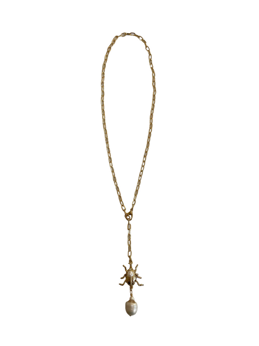 Collar Corbatin Escarabajo Perla